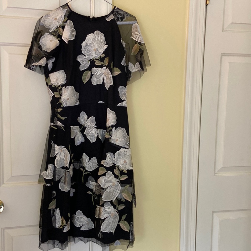 Black floral dress with overlay
